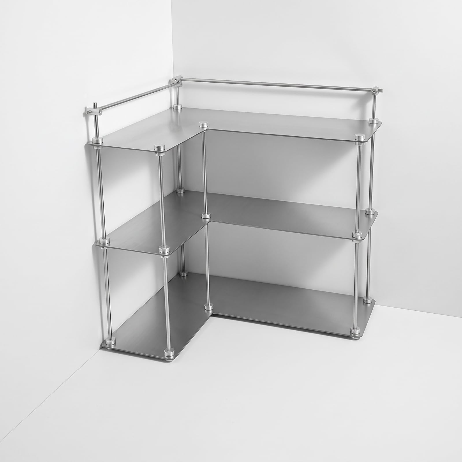 Scaffale Angolare a 3 Ripiani Aperto, Supporto Scaffale Angolo, per