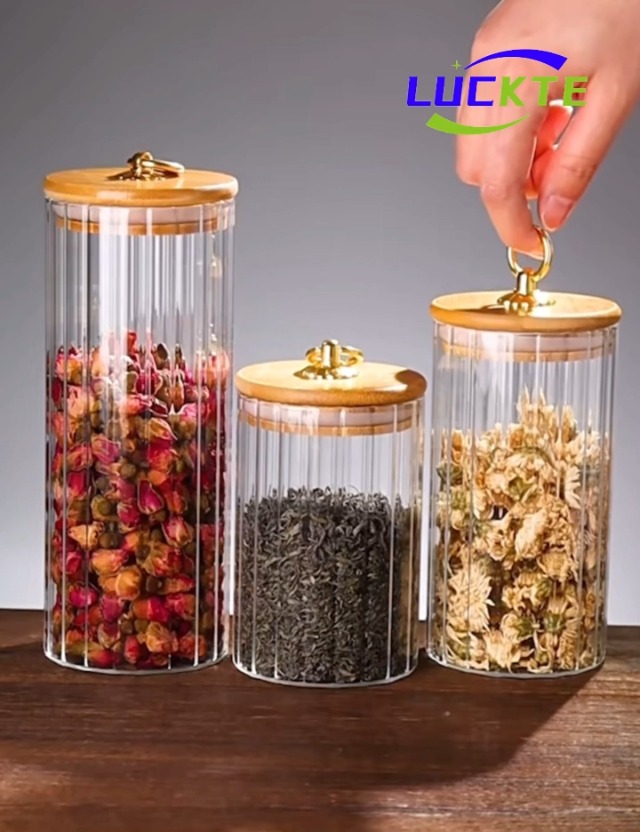 Amazon.com: LUCKTE Glass Candy Canister Airtight Storage Jar With