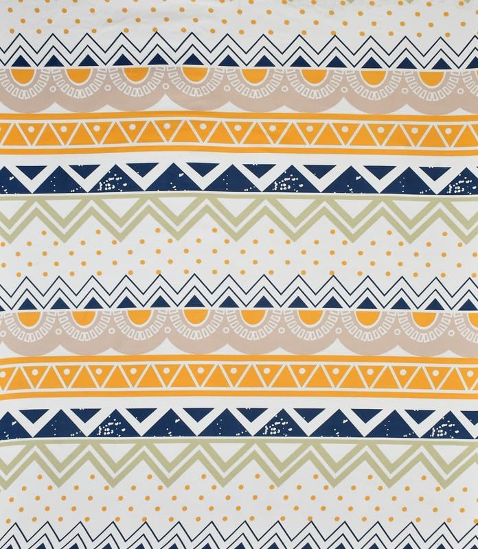 Image of Blue Strip 220TC Glace Cotton Elastic Fitted Floral Bedsheets Single Bed with 1 Pillow Cover | Single Bed with All Around Elastic, Size 42 X 75 Inches (whiteTriangle), Small Single