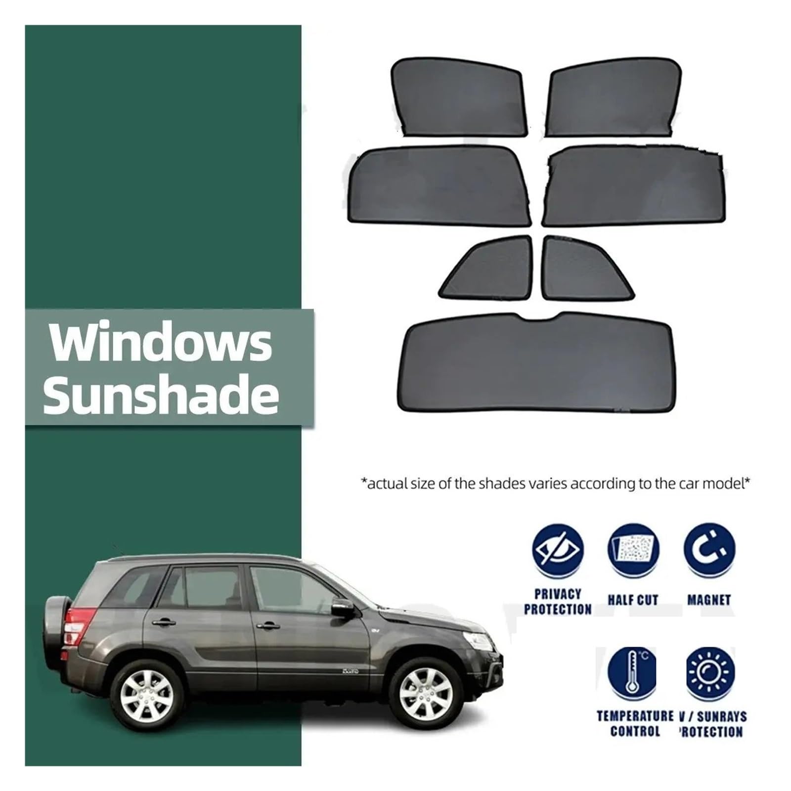 Parasol Ventanas Parasoles Coche Parasol Magnético para Parabrisas Delantero, Cortina para Ventana Lateral Trasera, para Suzuki para Grand para Vitara JT 2006-2015(Rear 5PIECE)