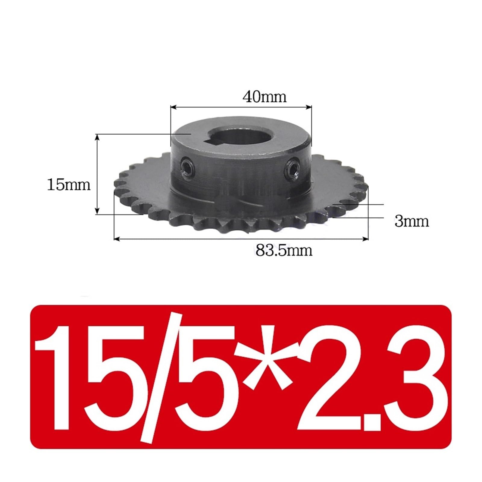 IGASHI Machinery Industrial Pinion Gear 40Teeth 04C Chain Gear 45# Steel Industrial Sprocket Wheel with Keyway Bore Motor Chain Drive Sprocket 14-20mm Bore (Size : 15mm(5x2.3mm), Color : 04C 40T)