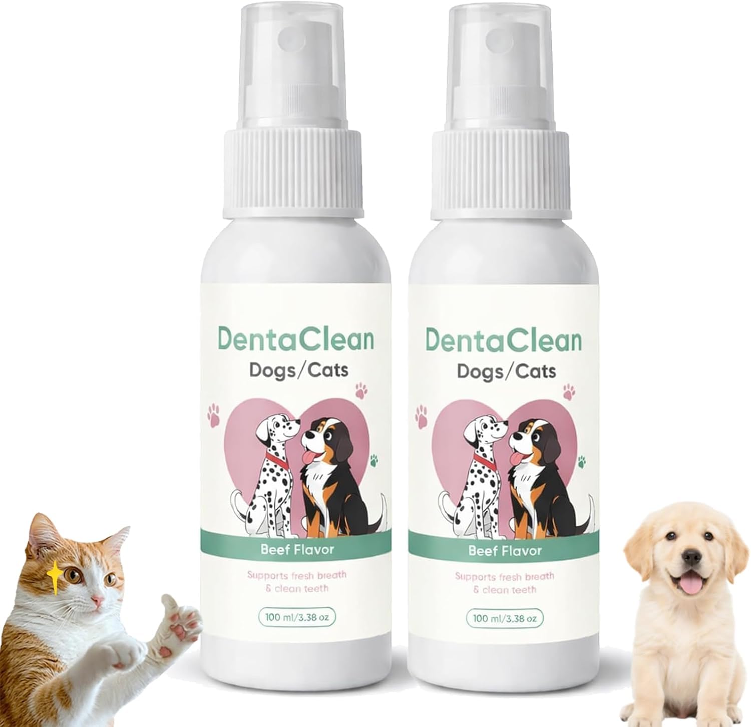 Zahnspray für Hunde und Katzen, Paw-Guardian Dentalspray, entfernt Zahnbelag und Zahnstein ohne Zähneputzen, erfrischt den Atem, unterstützt die Zahnfleischgesundheit,2PCS