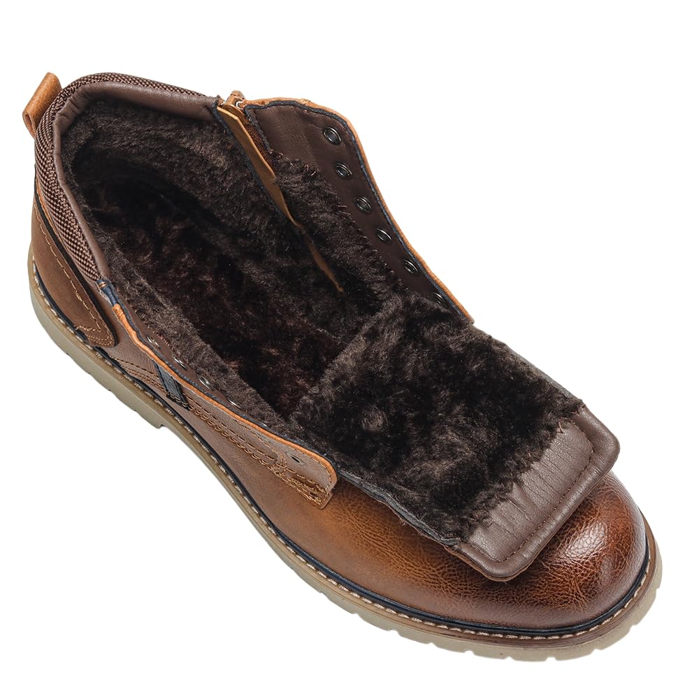 Harssidanzar Bottes de combat pour homme,à lacets style motard chaudes pour temps froid KM317EU