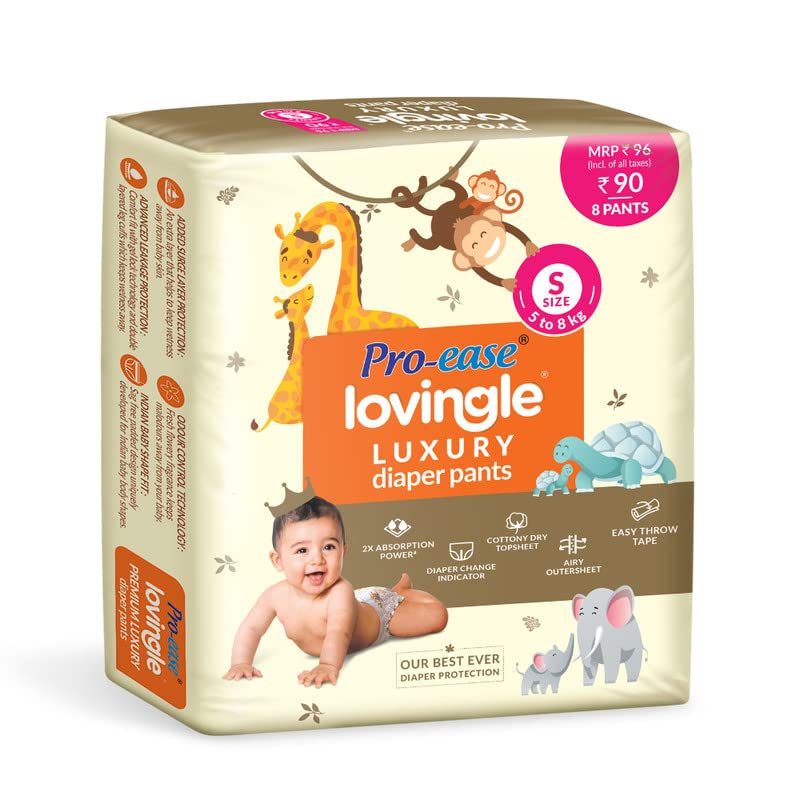 Image of Pro-ease Lovingle Luxury Diaper Pants all range S, 8 count (5-8 kg),Pack of 3