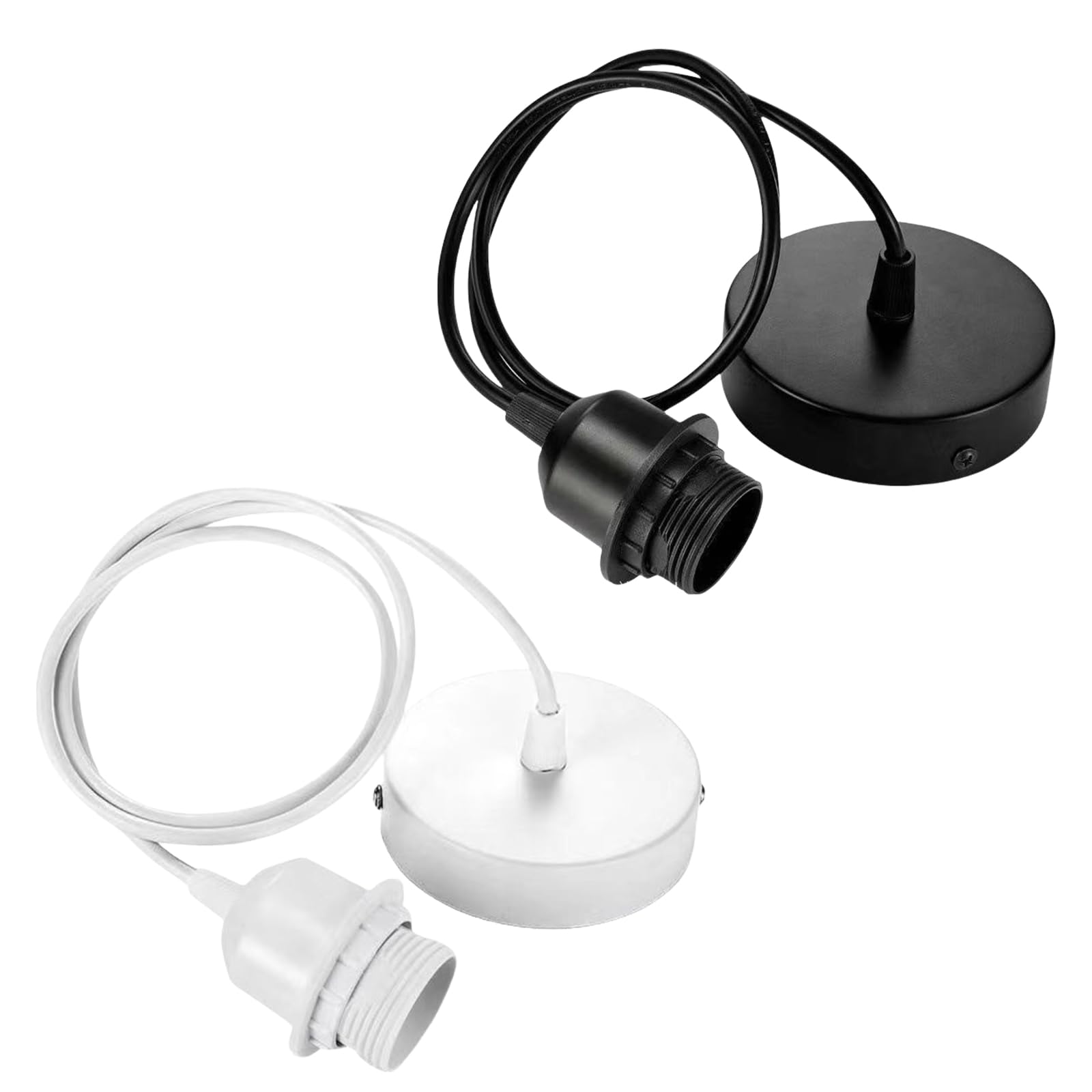 Jazuaiao 2Pcs E27 Lamp Socket Holder with Power Cord, Retro Light Bulb Hanging Wire for Incandescent LED and CFL Bulbs