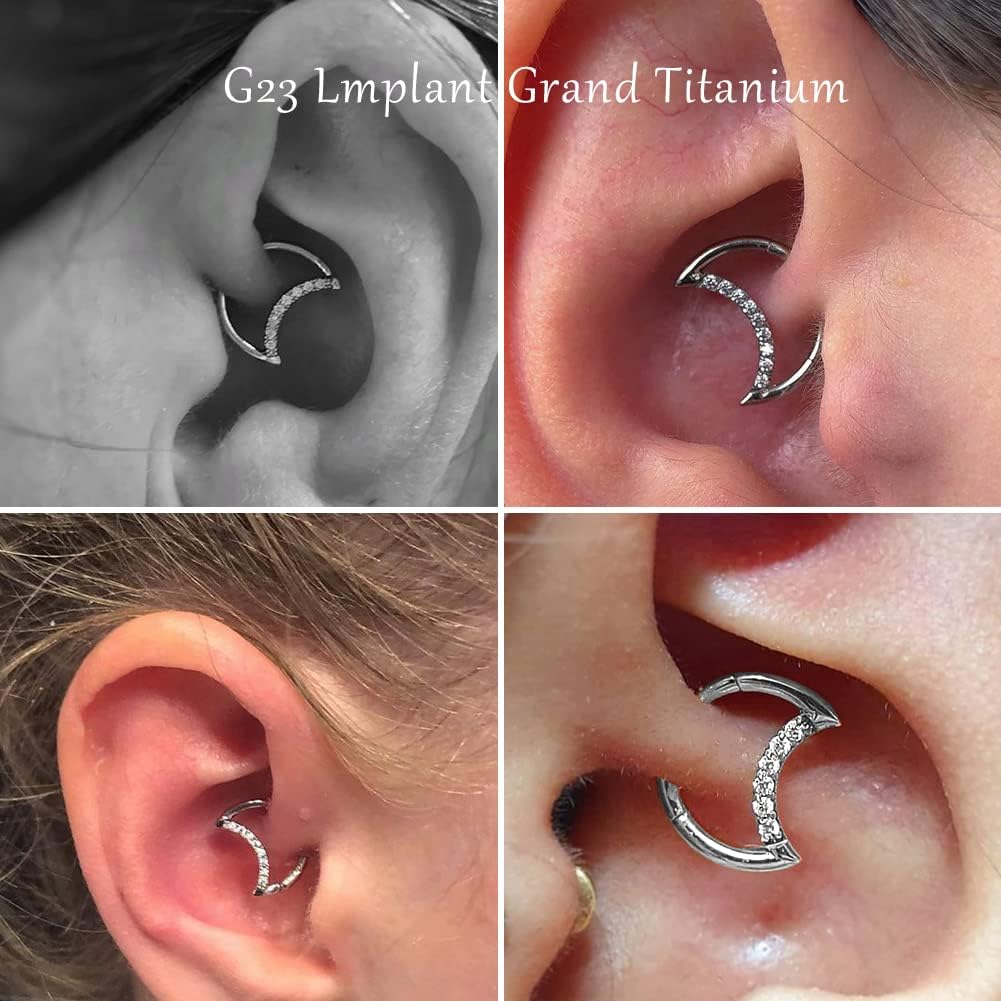 VOJO G23 Titanium Moon Daith Rook Piercing Earrings Jewelry Tragus Helix Nose Rings Cartilage for Women - Image 4