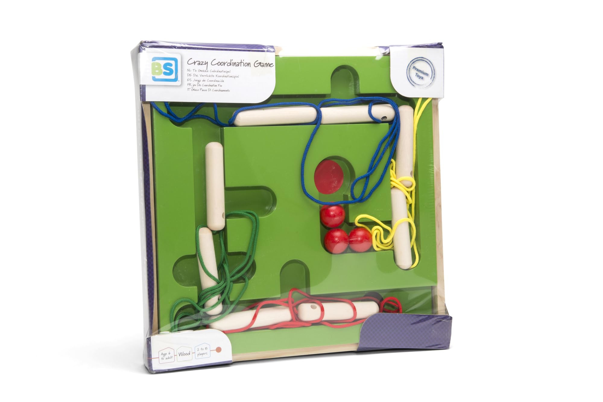 Bs Toys Jeu De Coordination Fou - Un Jeu pour Les Groupes - Amusant en Intérieur Et en Extérieur - en Bois Durable - pour 6 Ans Et Plus - 4-8 Joueurs