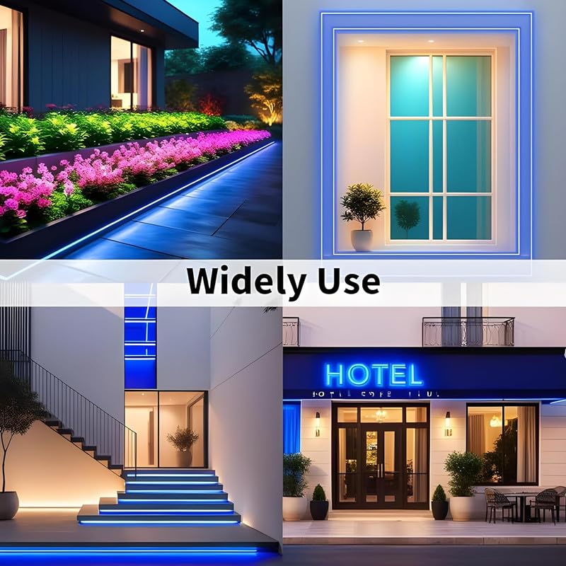 Image of 16.1 Feet Neon LED Strip Light | 12V Adapter, Waterproof IP65, Silicone Flexible Rope Light for Home Wall Decor & Gaming Room| Led Strip Lights | Neon Lights 5 Meter | (Blue)