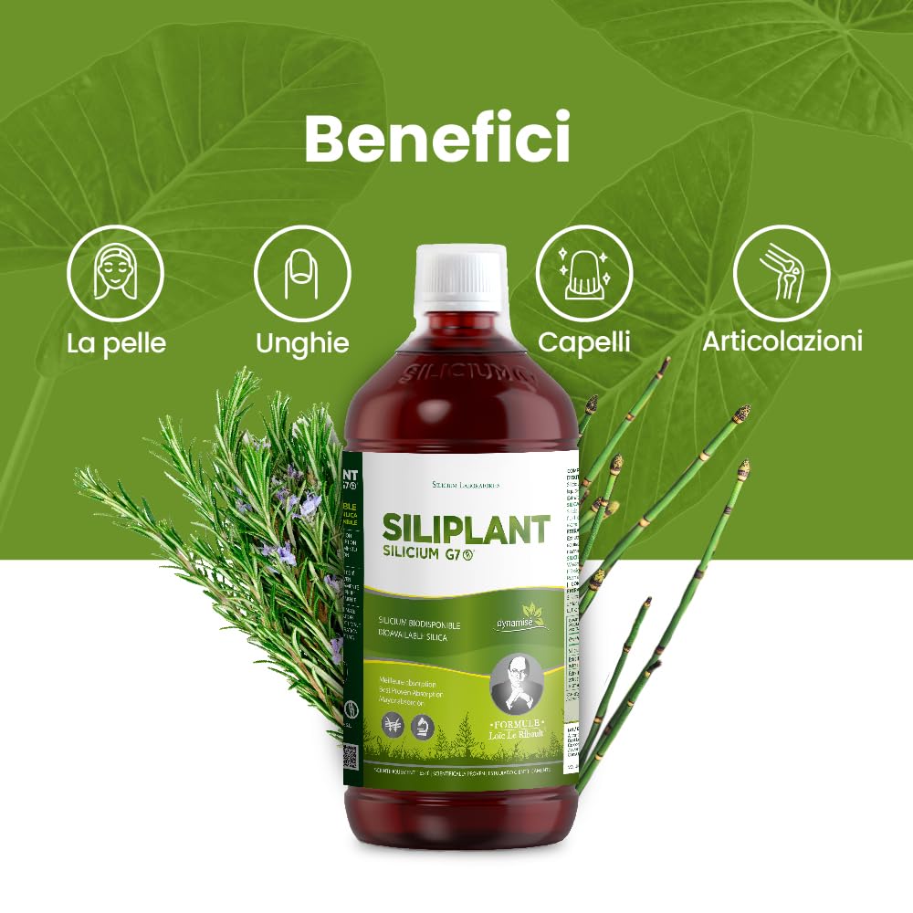 G7 Siliplant Formula Migliorata. Integratore Alimentare di Silicio Liquido, Integratore Collagene Naturale, Integratore Ossa e Articolazioni per l'elasticità della Pelle. Trattamento 33 Giorni.