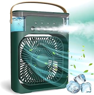 Drumstone [𝟏𝟓 𝐘𝐄𝐀𝐑𝐒 𝐖𝐀𝐑𝐑𝐀𝐍𝐓𝐘] Mini Portable Air Spray Fan | 3 Spray Modes & 7 LED Colors | Rechargeable 150... Price In India