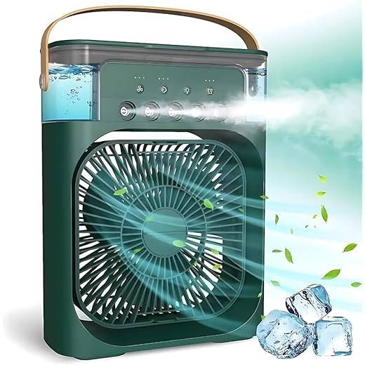 Drumstone ( Special Warranty Limited Edition Portable Air Fan Premium 3-in-1 Ice Mist Cooler with LED Nightlight, Timer, Adjustable Speeds, and Extended Warranty for an Extra Year