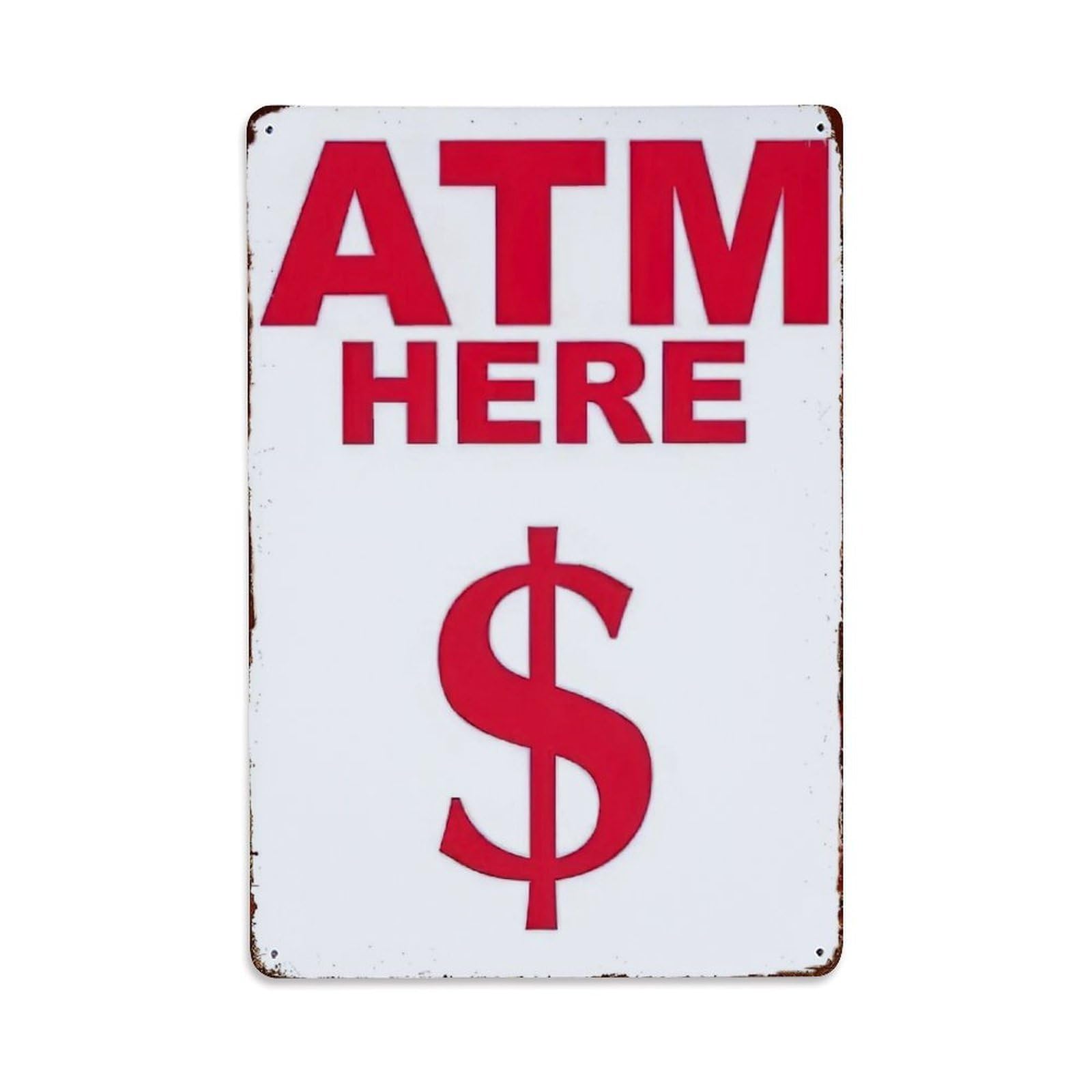 Atm Here Dollar Sign Tin Sign Metal Poster Vintage Metal Signs for Home Man Cave Bar Cafe Kitchen laundry room Wall Decorations Gift 8x12Inch