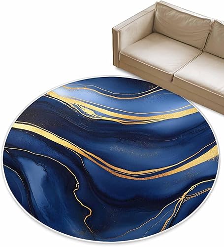 Miniatura 3 de Alfombra redonda de mármol de 5 pies, lavable para interiores y exteriores, para dormitorio, cocina, baño, sala de estar, comedor, lavandería,