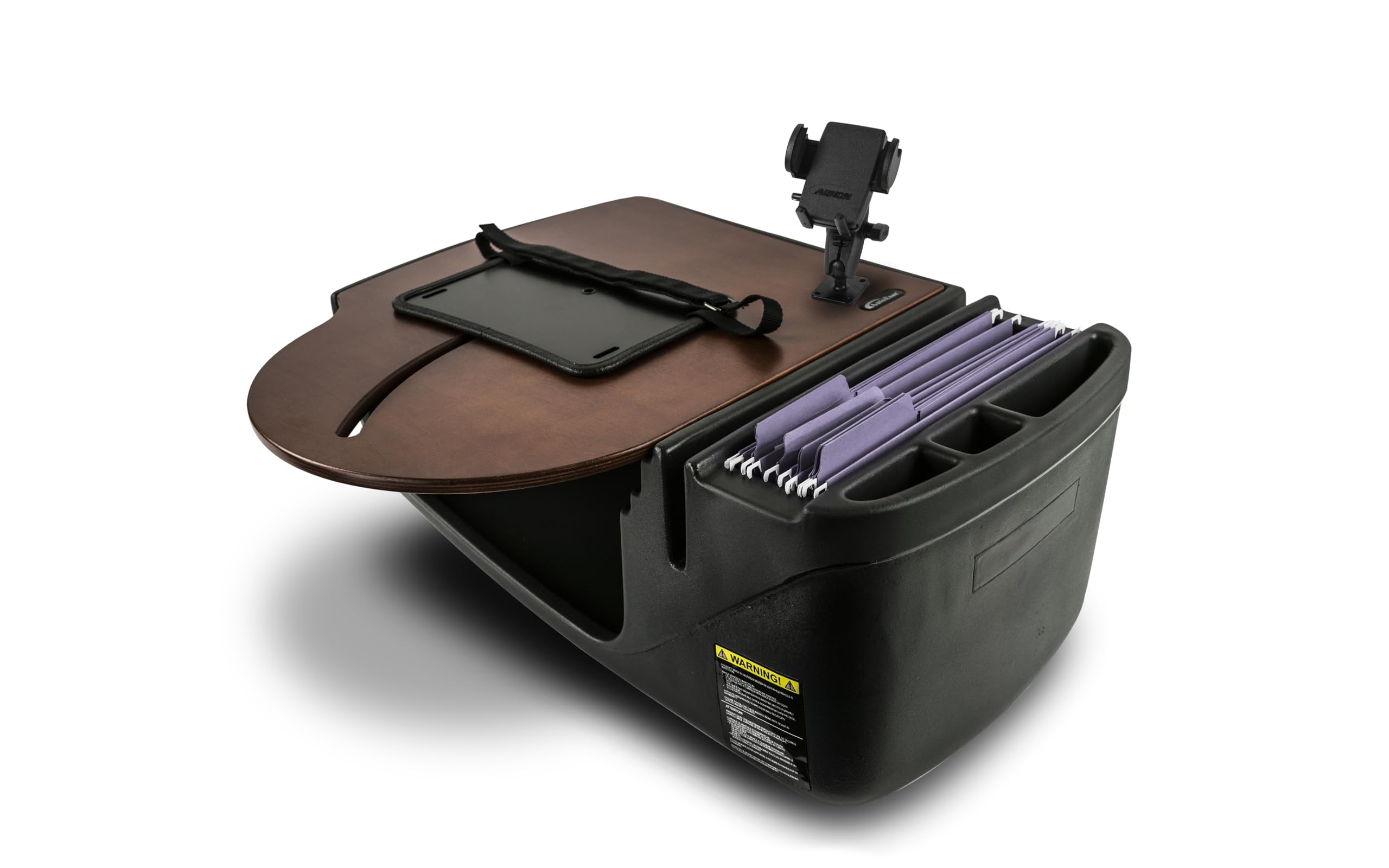 AutoExec AE-RMCD-PI-PM-21M Roadmaster Car Desk for Your Vehicle Workstation and Mobile Office, Mahogany with Inverter and Phone Mount
