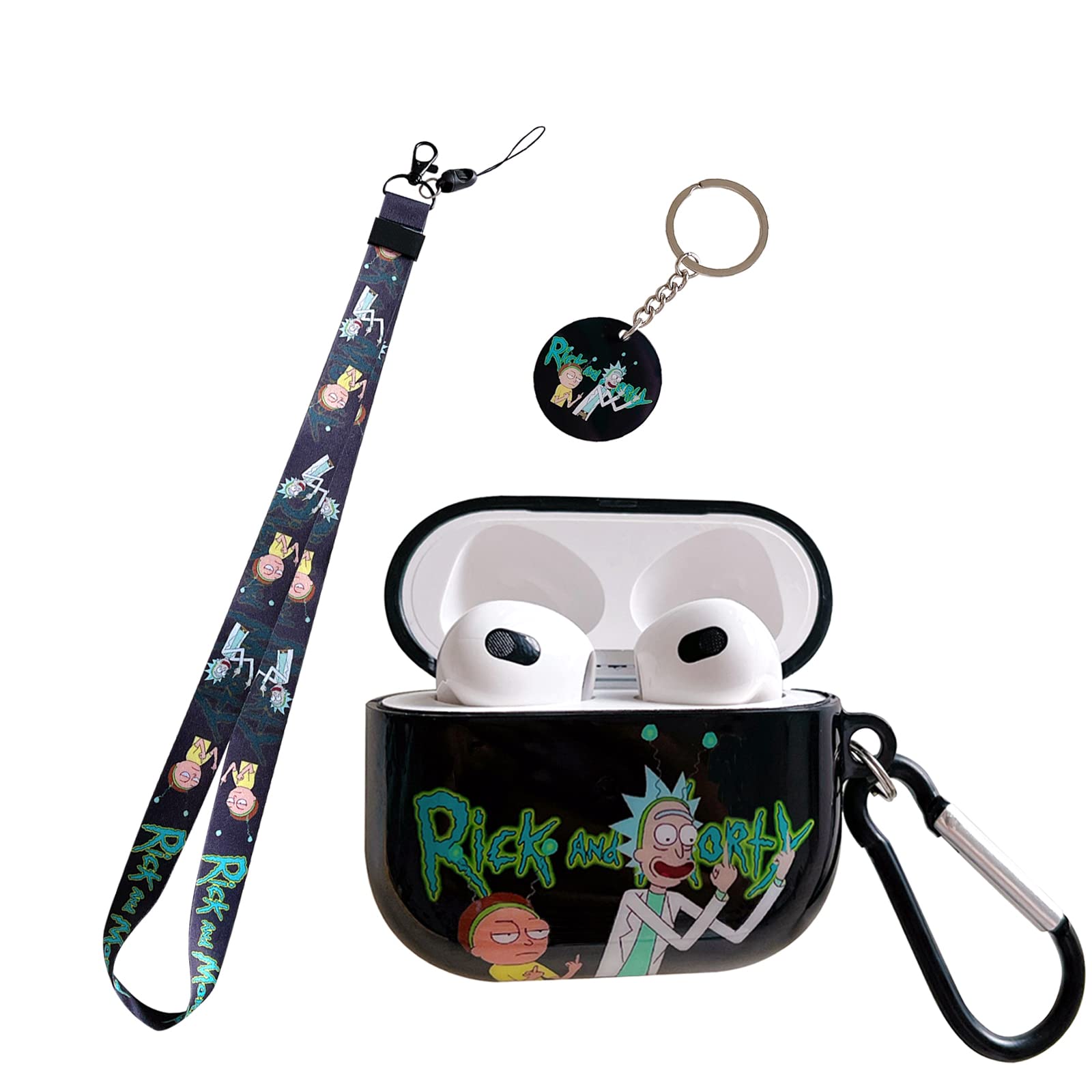 NOLEGA Fancy Funny Friendly Gestures and Unique IMD Process TPU Soft Airpods 3rd Generation Case, Personalised with Cartoon Lanyard Keychain Airpods 3rd Generation Case Cover（2021 Release）