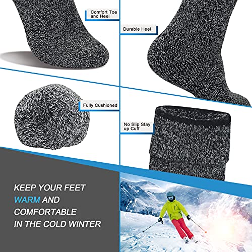 5 Pack Man's Wool Socks for Winter, Thermal Warm Hiking Boot Socks Heavy Soft Cozy Crew Socks3