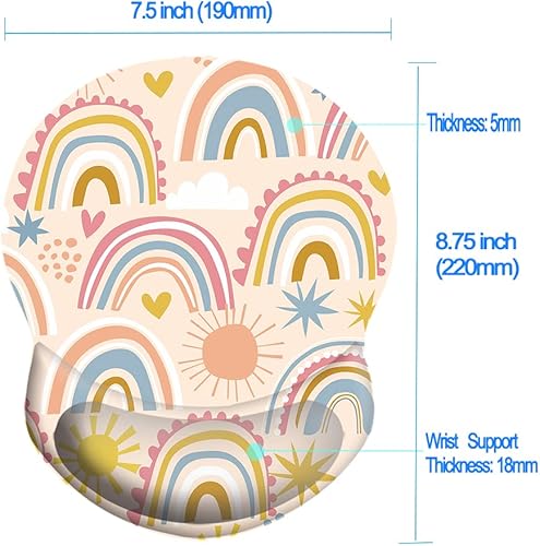 Miniatura 3 de Alfombrilla de mouse con soporte para muñeca, antideslizante, de goma, 8.75 x 7.5 pulgadas, alfombrilla de mouse pequeña para computadora portátil