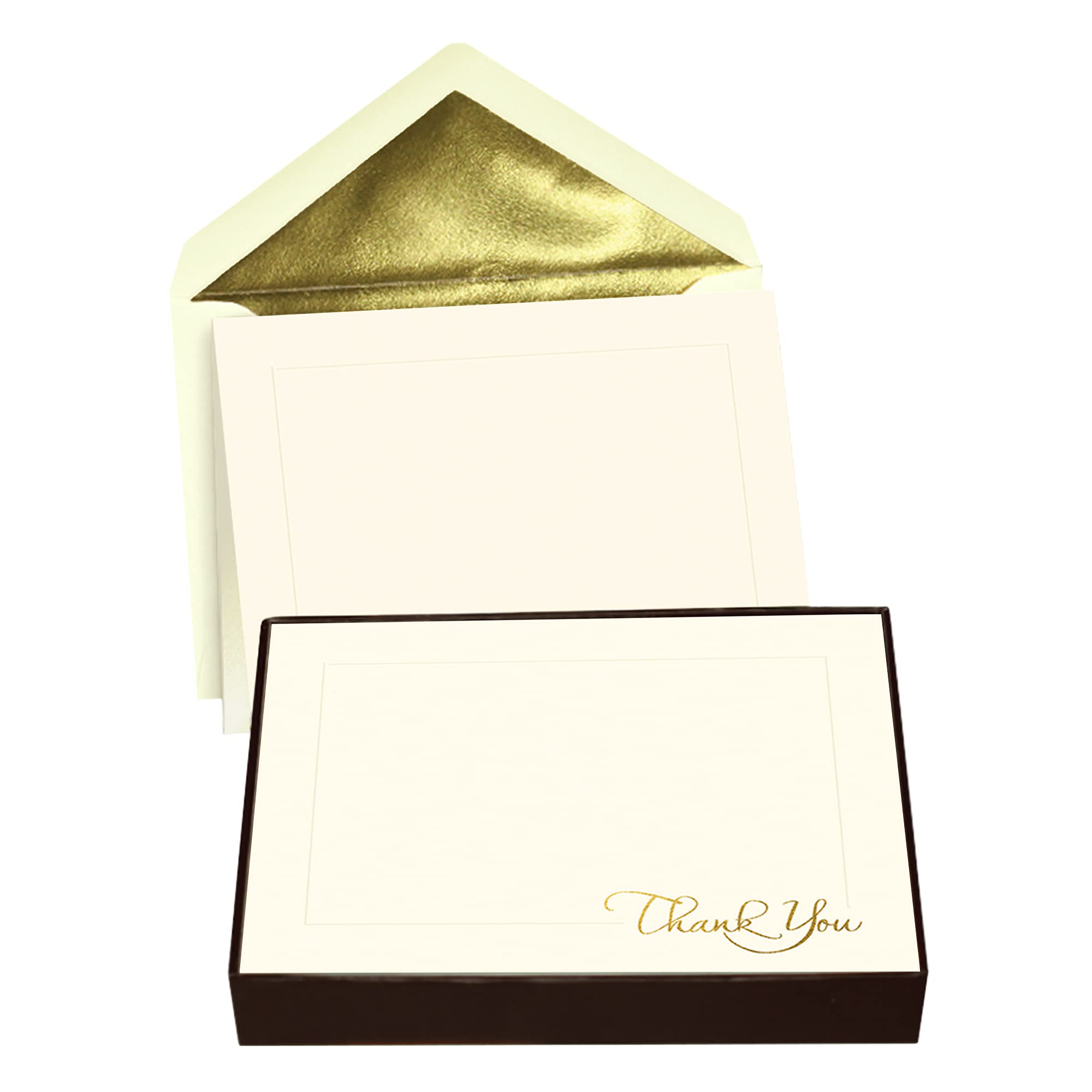 Designer Greetings Blank Thank-You Note Cards, Golden Script (10 Blank Any Occasion Cards 10 Foil-Lined Envelopes)