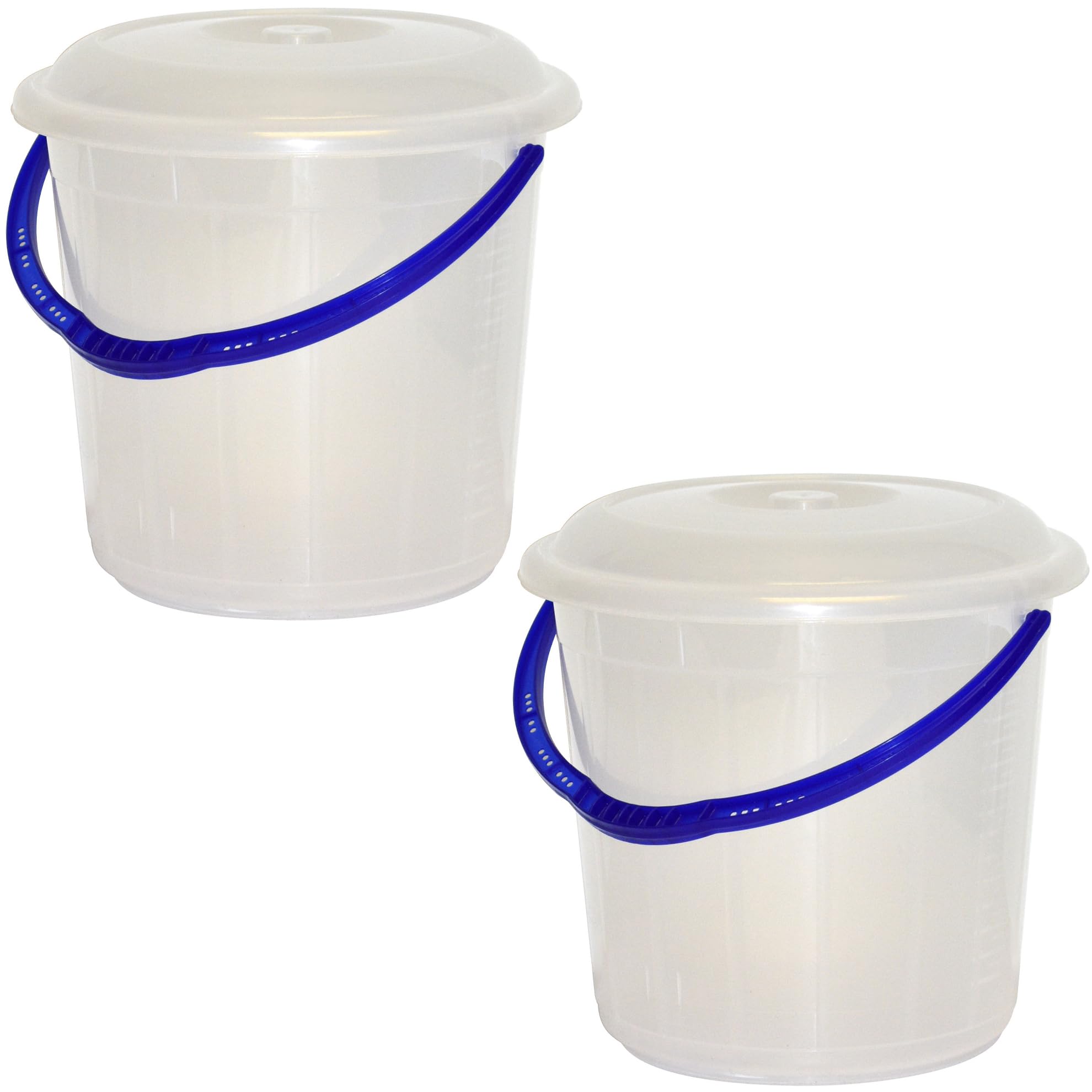 Sterling Ventures Clear 20L Water Plastic Bucket With Lid & Handle Water Storage Bin Kitchen Container Set Of 2