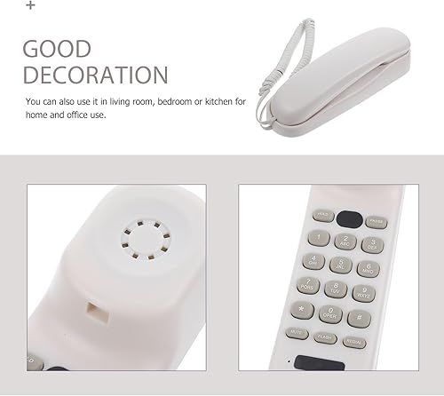 Miniatura 7 de Teléfono de montaje en pared, estilo vintage, teléfono fijo con cable con botones para un fácil uso, material y superficie lisa, adecuado para el