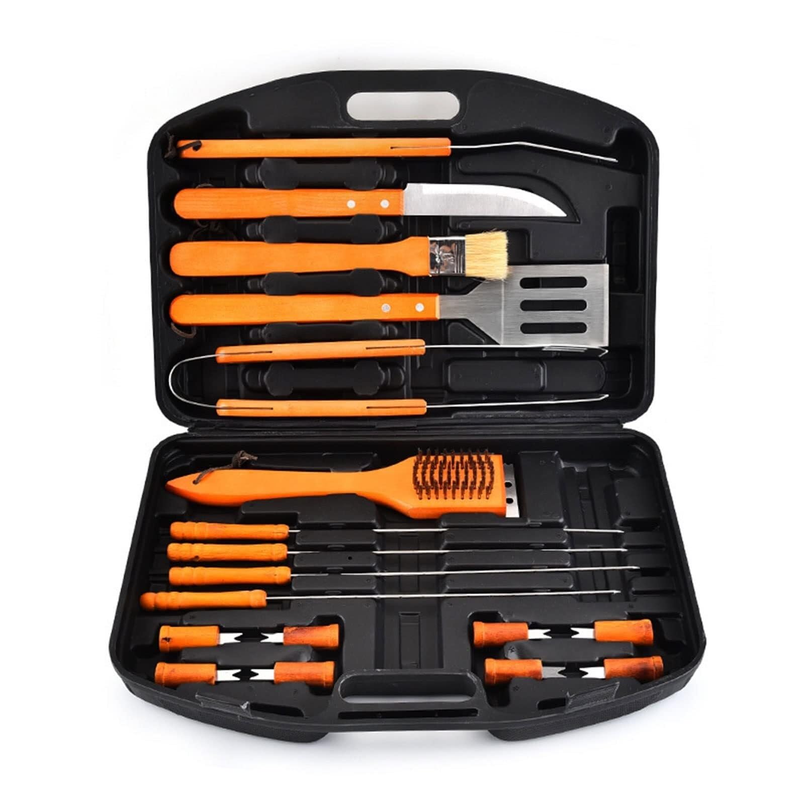 Set di 19 Utensili per Barbecue Resistenti, Utensili per griglia in Acciaio Inossidabile con Scatola portaoggetti, Kit per Barbecue Portatile per Campeggio, PIC