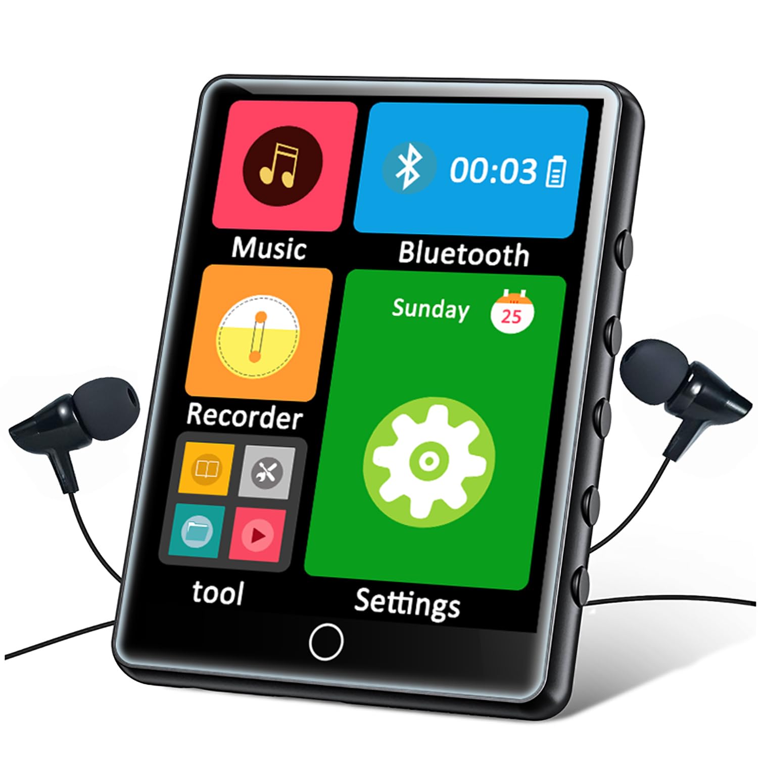 128GB MP3 Player with Bluetooth 5.3, 2.8 inch Touch Screen Digital Music Player, Portable MP3 Player Bluetooth with Speakers and FM Radio, Voice