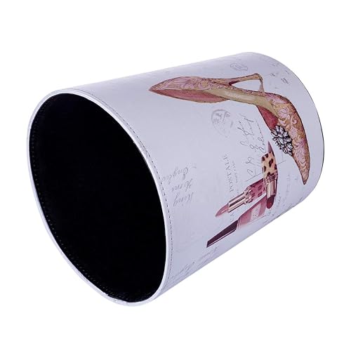 Miniatura 4 de Lingxuinfo Scakbyer - Cubo de basura de cuero retro estilo europeo, papelera, papelera, sin tapa, con tacón alto (lápiz labial)