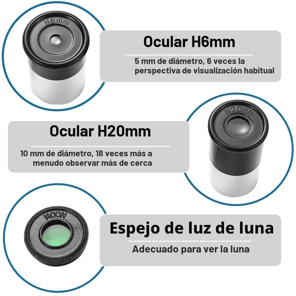 Telescopio Astronómico, Telescopios Refractores Zoom 360/50 mm 90X HD Monocular Exteriores Telescopio Refractor Portátil con Trípode para Niños Astronomía/Adultos/Principiantes