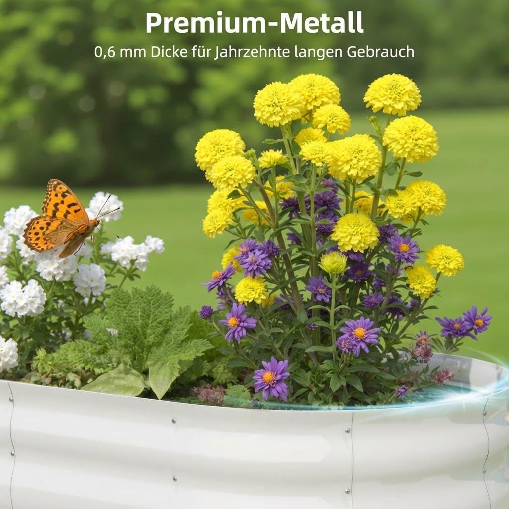 2er Set Verzinkte Stahl Hochbeete 120x60x60cm – Robustes Metall Hochbeet für Gemüse, Kräuter & Blumen – Rostbeständig, Ergonomische Höhe, Einfache Montage – Pflanzbeet Garten Outdoor, Beige