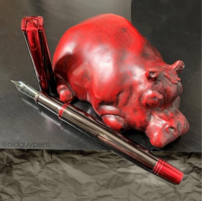 Miniatura 9 de Monteverde USA Impressa Pluma Estilográfica Color Metal Pistola con Ribete Rojo - Punta Ancha - Plumilla Alemana JoWo