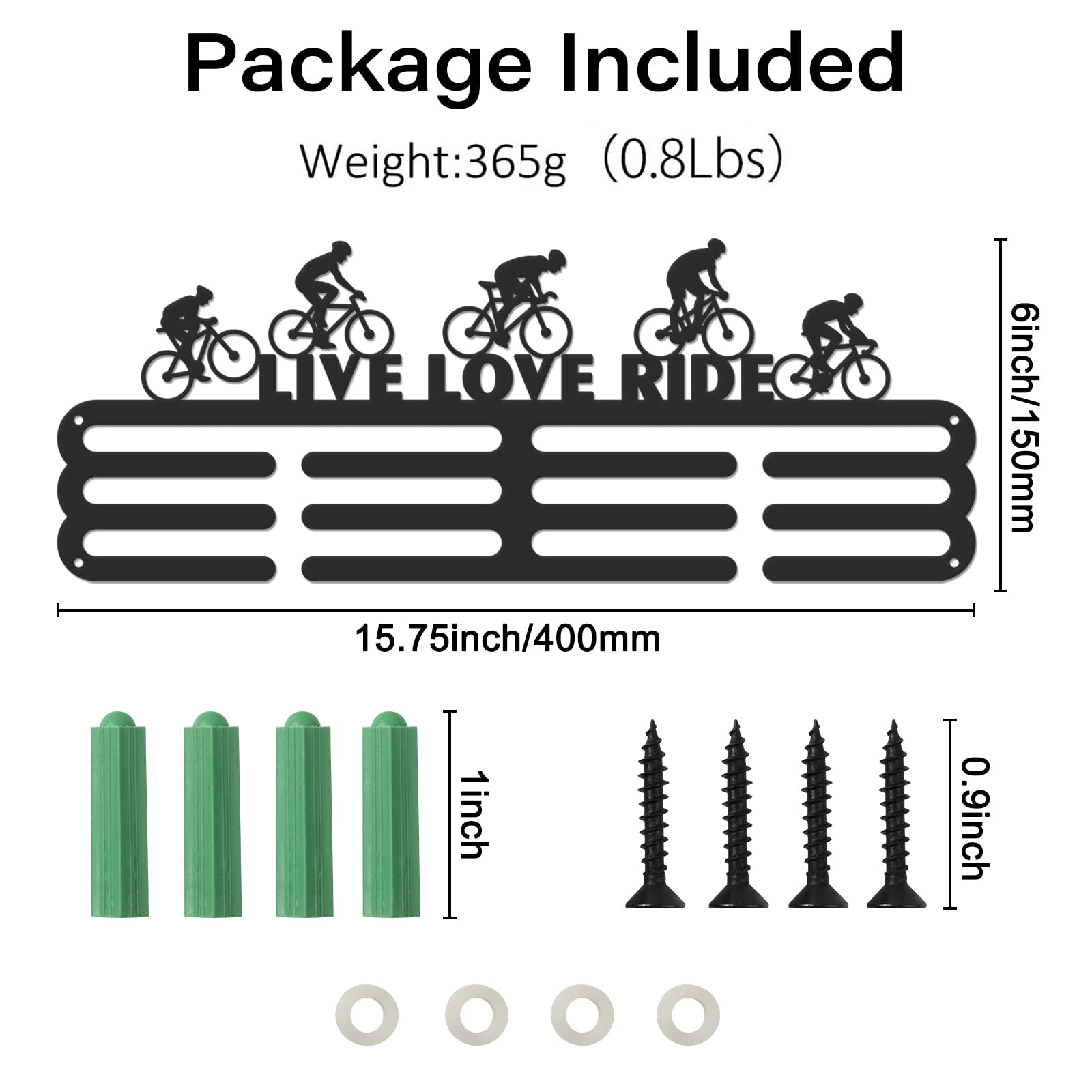 SUPERDANT Bicycles Medal Hanger Display Live Love Ride Sports Award Metal Holder Rack Iron Medal Rack Organizer Ribbon Wall Mounted Race Metal Hanger Gifts for Athletes Kids