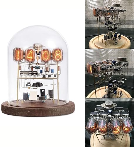 Miniatura 9 de Kit de reloj de tubo de bricolaje, diseño retro DIY Nixie Tube Clock Kit con pantalla visual transparente 6* IN-12 decoración de reloj Nixie
