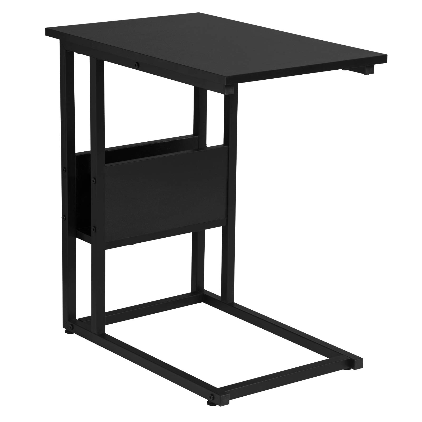 WOLTU Tavolino Laterale da Divano Piccolo Tavolo da Caffè per Salotto in MDF e Ferro Colore Nero TS79sz
