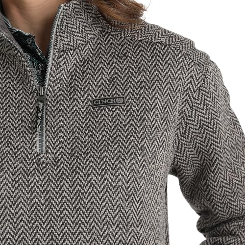 Cinch Women's Grey Herringbone 1/4 Zip Sweater Grey XL4
