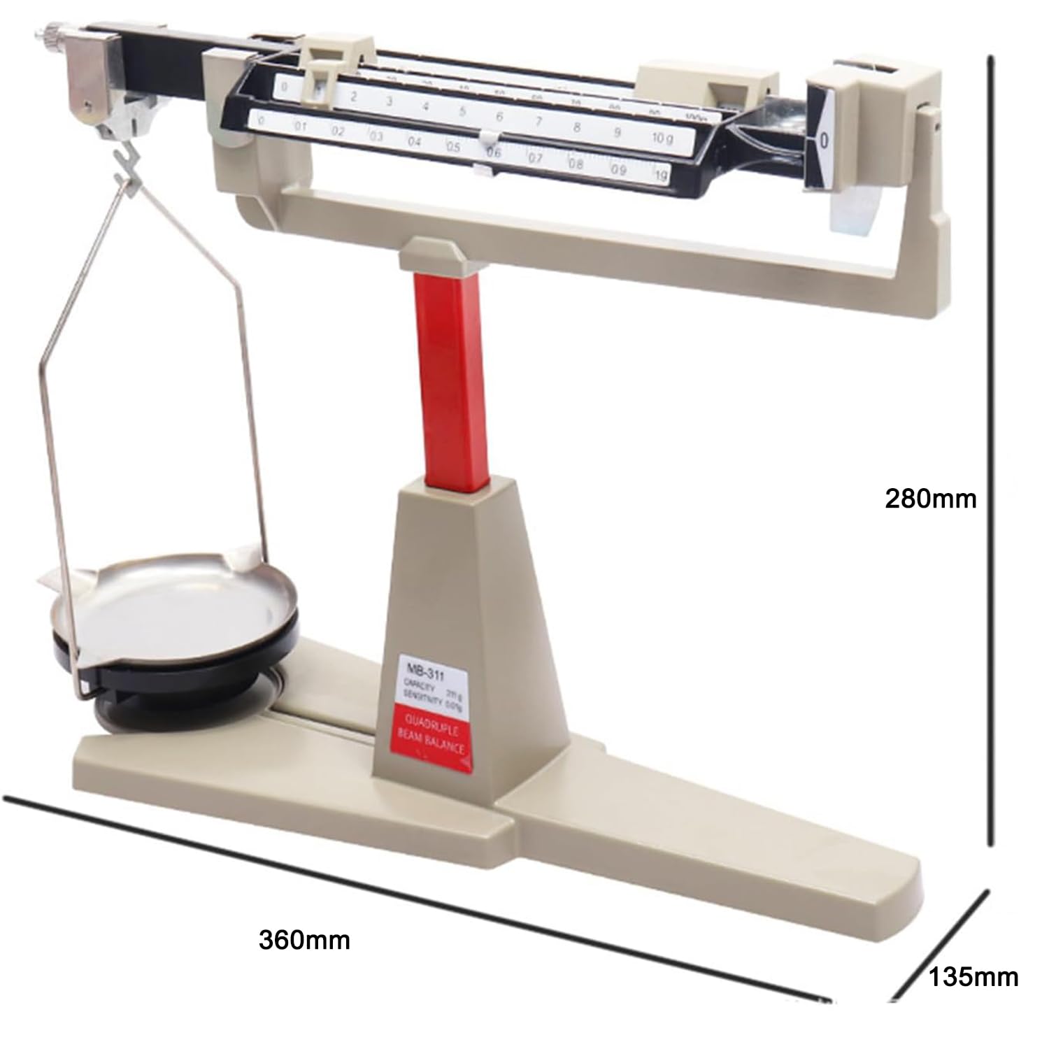 Balanza Mecánica De Alta Precisión para Laboratorio, con 4 Reglas, Lectura Rápida Y Fácil De Usar, Rango De Pesaje De 0,01 A 311 G Y Precisión De 0,01 G, Ideal para Laboratorios Escolares.