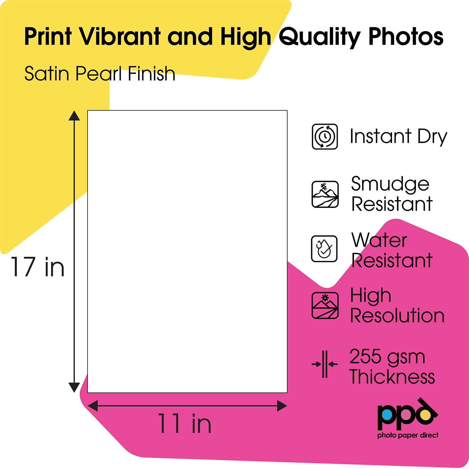 Image secondaire de PPD A3 x 50 Feuilles Papiers Photo Super Premium Satiné, Fort Grammage 280g, Jet d' Encre, Séchage Rapide, Microporeux, Résistan