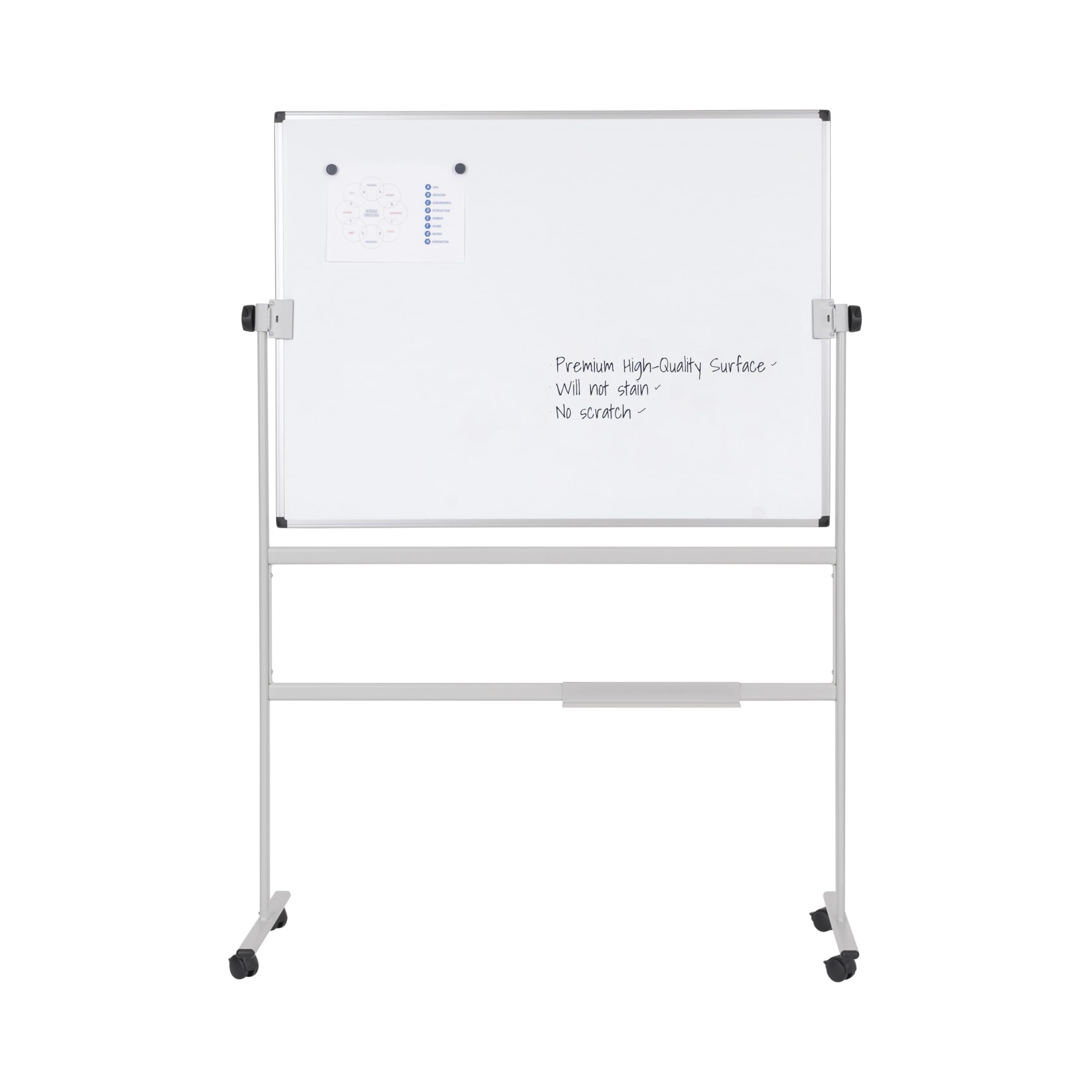 Bi-Office Pizarra Blanca Móvil, 105x75cm, superficie doble cara de acero vitrificado, estructura de acero