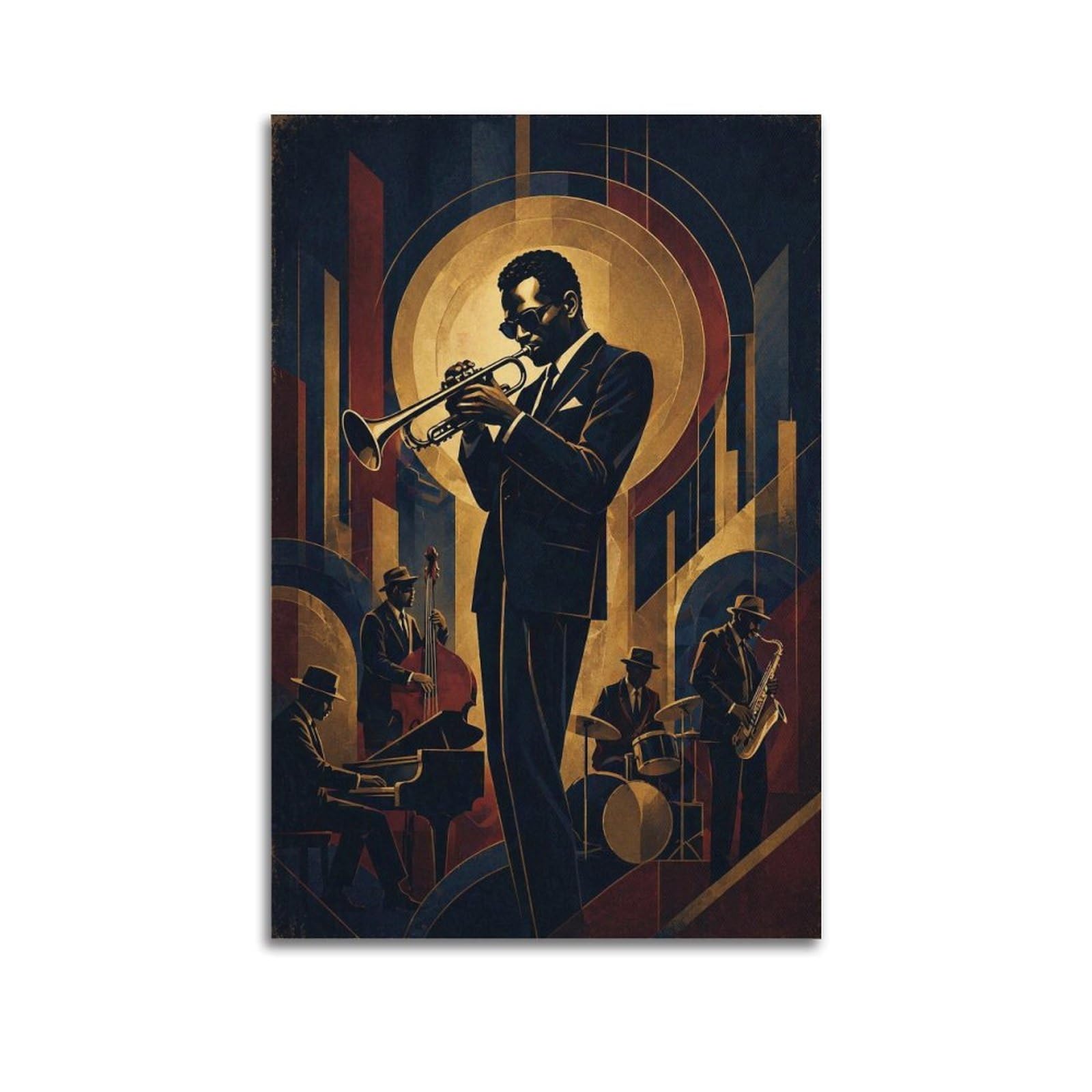 XKUGA Vintage Harlem Music Poster Jazz Legendary Trumpeter Modern Decorative Canvas Prints - Ideal Wall Art for Family, Man Cave, Game Room, Boys & Girls Bedroom 24x36inch(60x90cm)