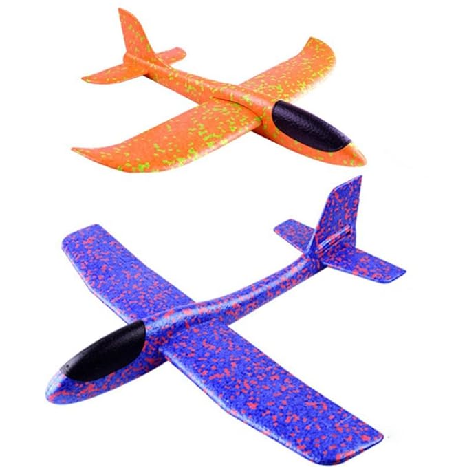 TOYMYTOY Flying Glider Foam Planes 2pcs Throwing Whirly Glider Planes