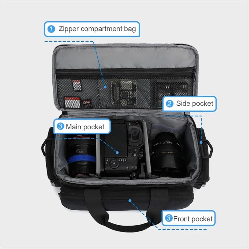 Borsa for fotocamera Borsa a tracolla for fotocamera da viaggio Resistente all'acqua Antiurto for fotocamera Mirrorless con divisori rimovibili e tracolla Borsa Per Fotocamera