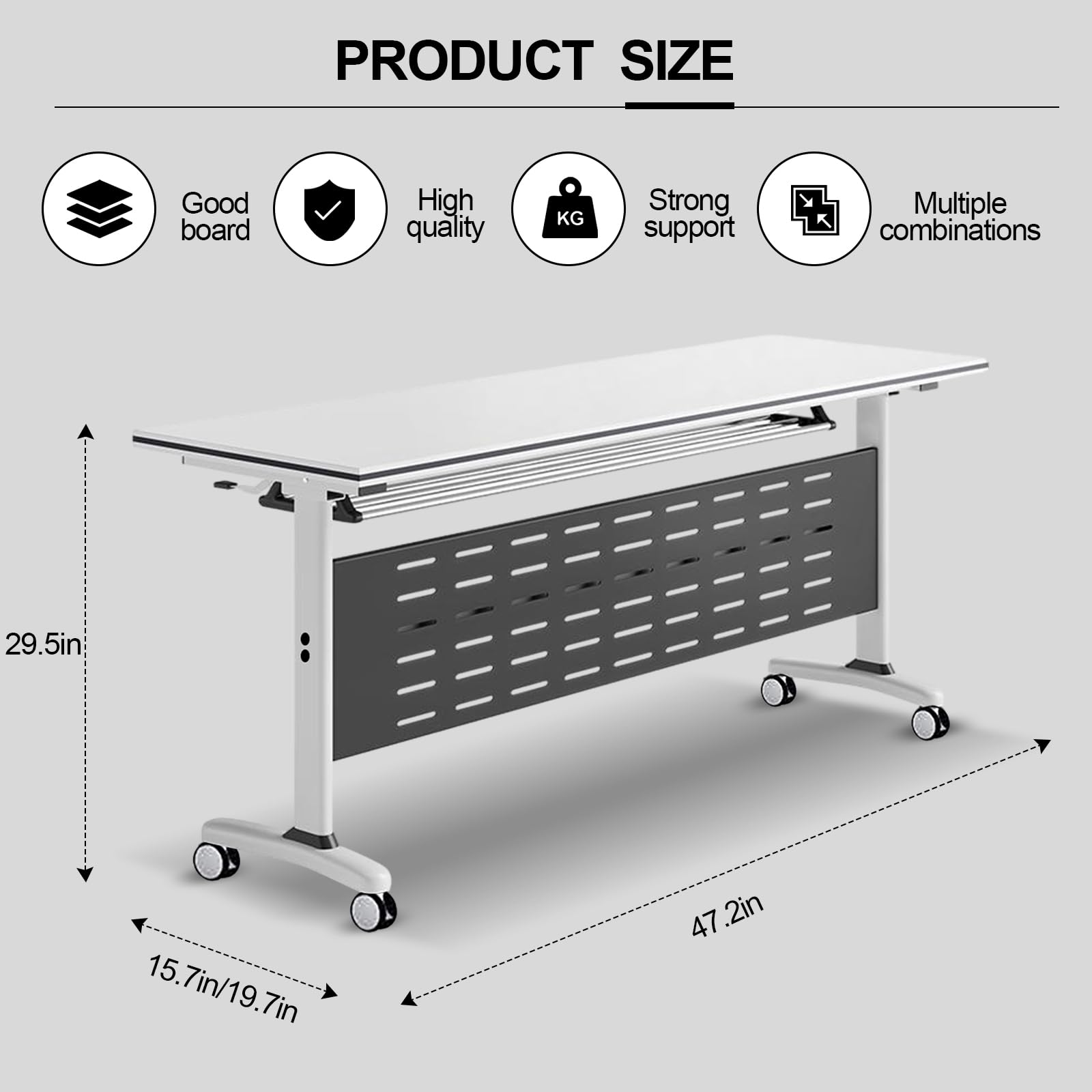 Konferenztisch – moderner weißer Konferenzraumtisch, klappbarer Bürotisch mit Klappdeckel, mobiler Konferenztisch für Schulungsseminar, mit Feststellrad (119,9 x 39,9 x 74,9 cm)