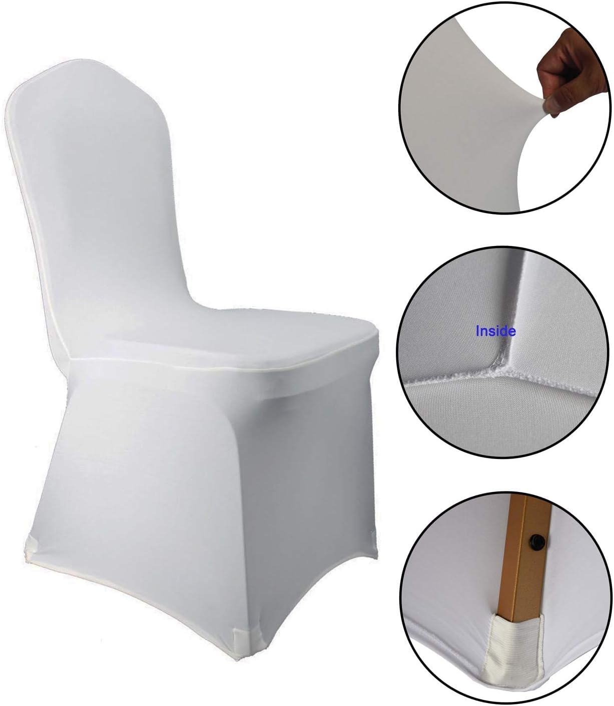 Housse de Chaise Universelle Lycra Extensible | Couleur : Blanc | Déco Mariage - Banquet - Fêtes | Evènements Privés et Professionnels | Lavable - Réutilisable (50)