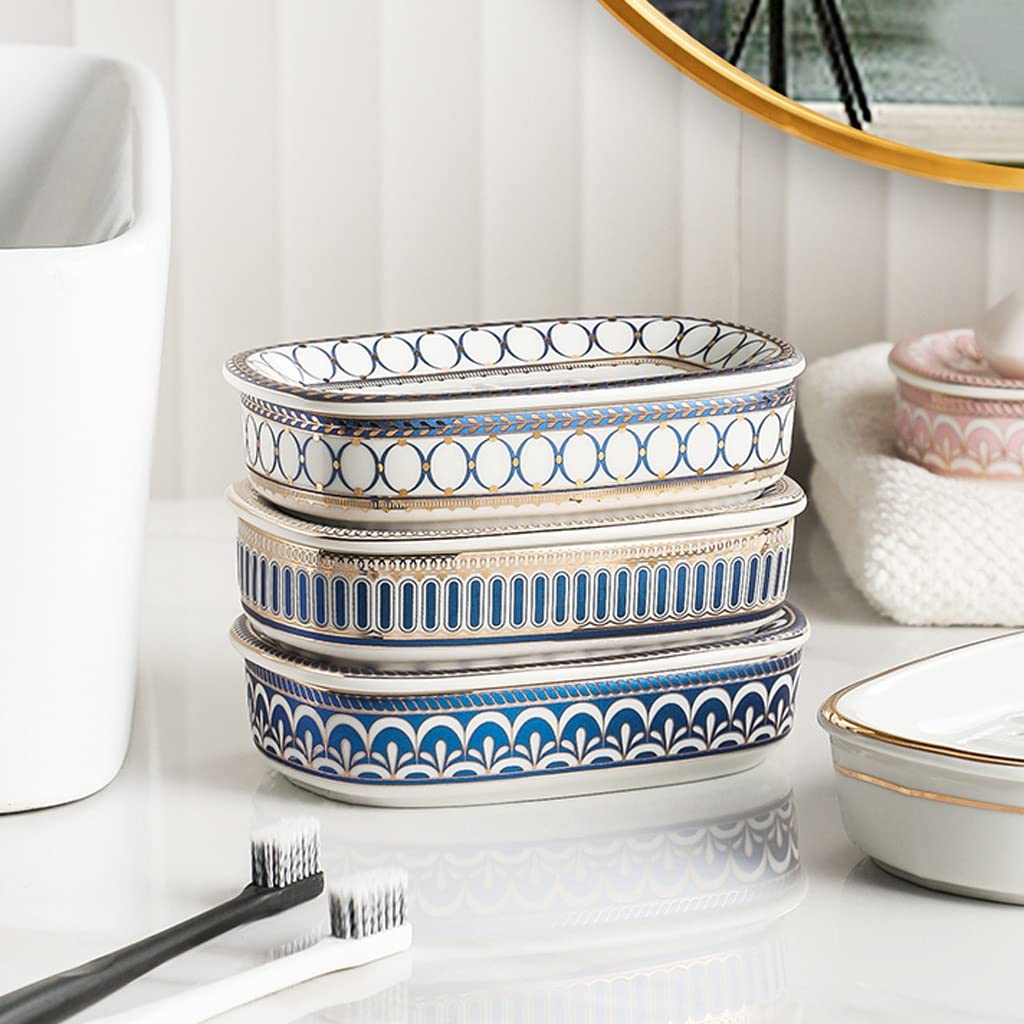UNNS Ociekanie mydelniczki w stylu nordyckim ceramiczne mydelniczka odpływ mydelniczka wewnętrzna umywalka łazienka kuchnia dwuwarstwowa mydelniczka prosty mydelniczka (kolor: E)