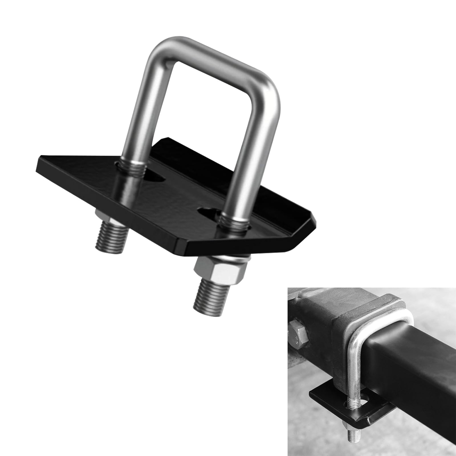 GKmow 1 PC Hitch Tightener for 1.25" and 2" Hitches, Heavy Duty Steel Hitch Anti Rattle Stabilizer, Universal Stable Anti-Shake Solid Steel Hitch Tightener Clamp (Black & Silver)