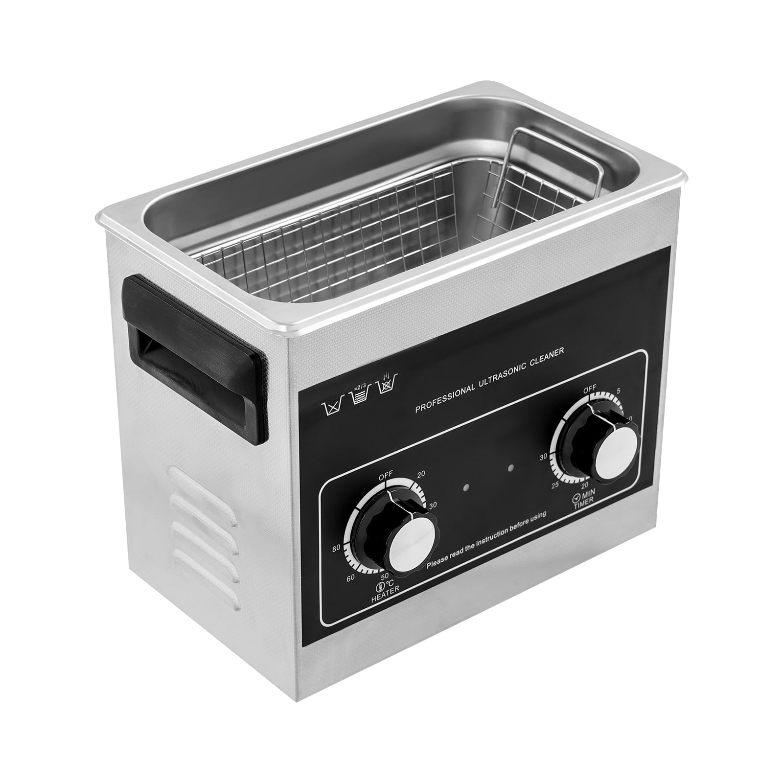 3.2L Knaufmodell Ultraschall-Schmuckreinigungsmaschine mit Heizung und Timer, Edelstahl-Ultraschall-Reinigungsmaschine, Ultraschallmaschine mit Knopfsteuerung für Schmuckgläser