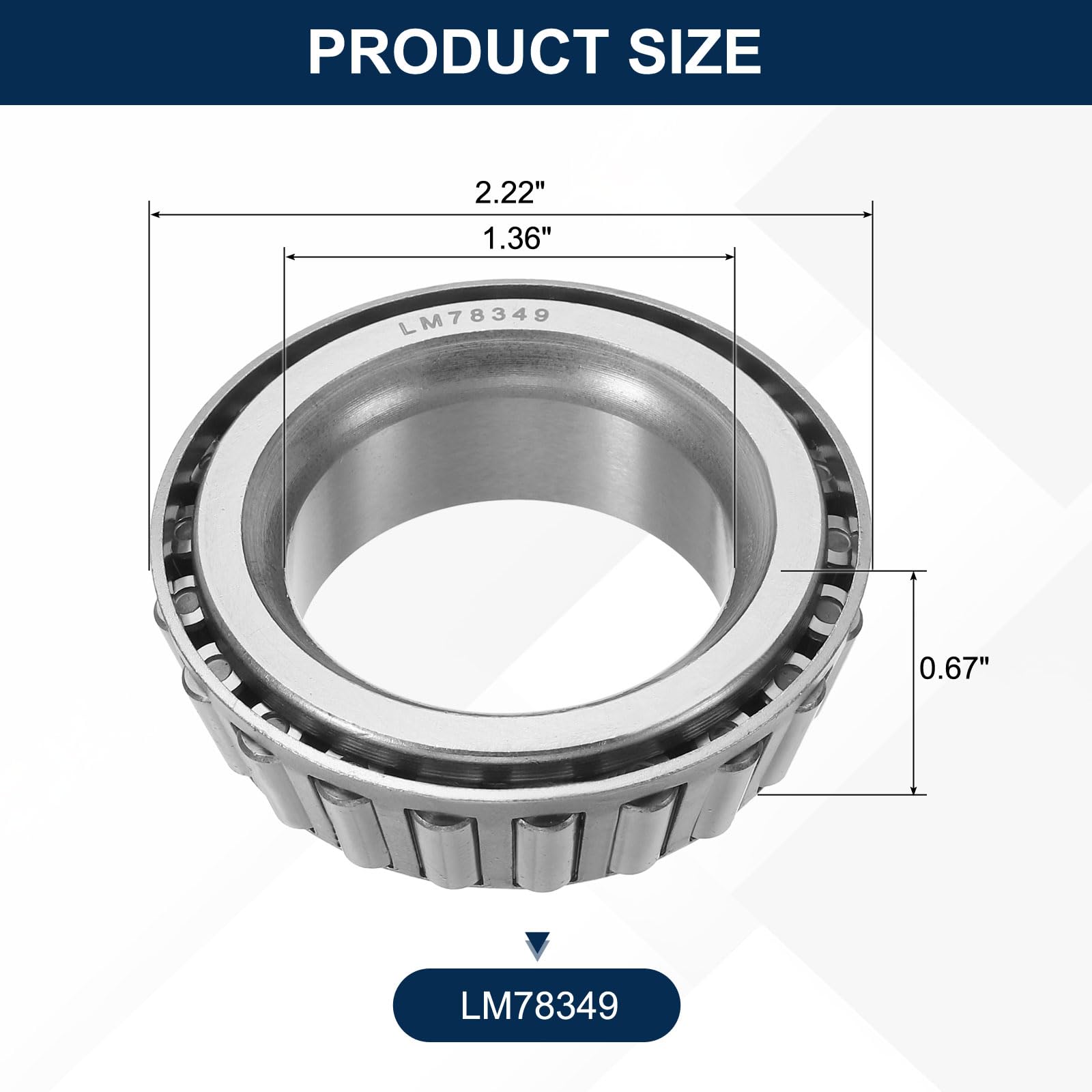 sourcing map LM78349 Kegelrollenlagerkegel, 3,5 cm Bohrung x 5,6 cm OD x 1,7 cm dick, Chromstahl-Kegellager, ABEC-3