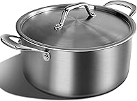Vista 9 de Juego de cacerolas con tapas, 5 capas de acero inoxidable de 1.5 cuartos y 3 cuartos de galón, utensilios de cocina de grado profesional, compatible