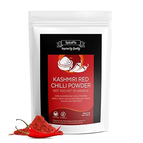 SpiceFix Kashmiri Red Chili Powder 70 oz Grado Premium Lote Pequeño Bolsa Resellable Especias Indias Mirch Chilli Rojo De Suave a Medio Calor