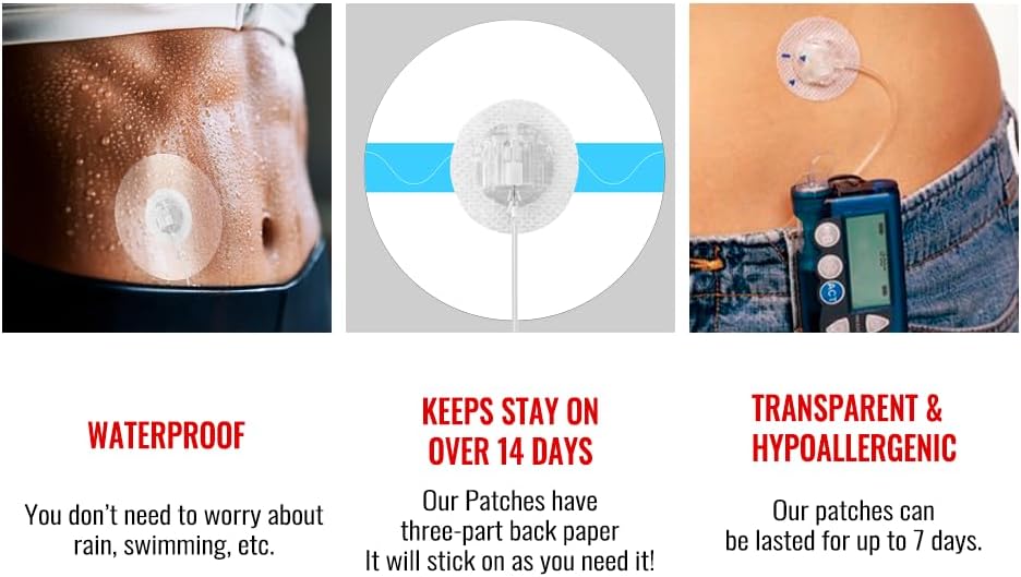 Miniatura 7 de Parches adhesivos universales para bombas CGM e insulina, agujero de 0.8 pulgadas, paquete de 20 parches transparentes impermeables y transpirables,