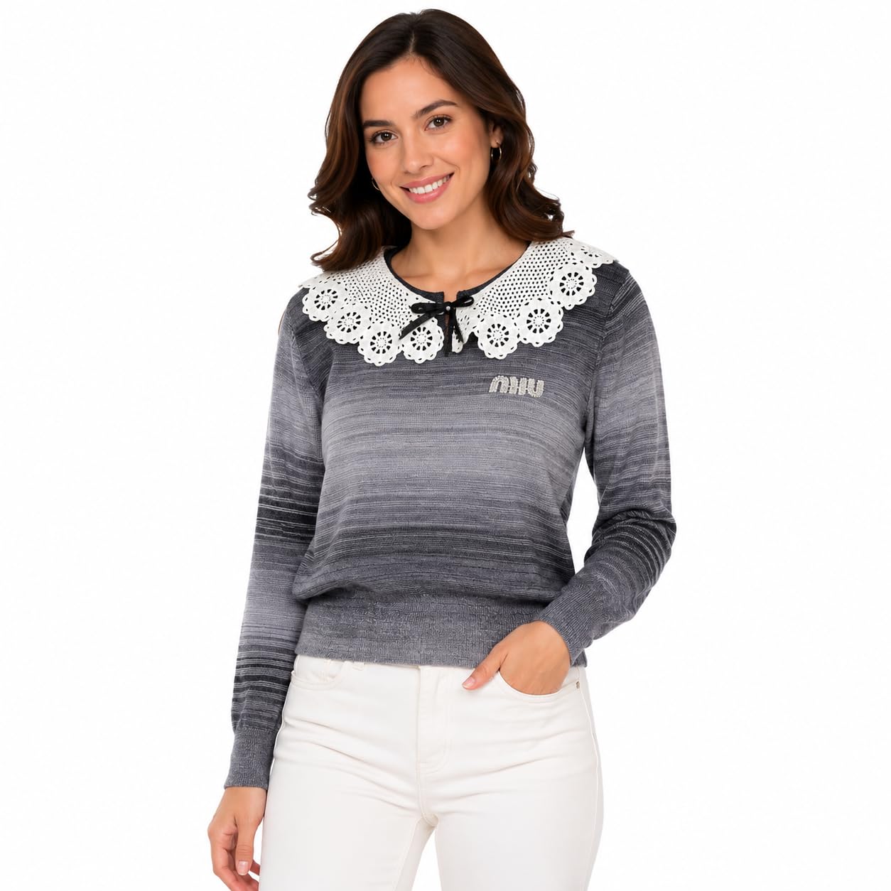 devx fashion Women's Sweater | Soft Knit Fabric | Elegant Crochet Collar | Ribbed Cuffs | Stretchable Fit | Machine Washable-picture-46
